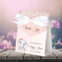 Babydusche Elefantenblüte Rose Glitzer Vielen Dank