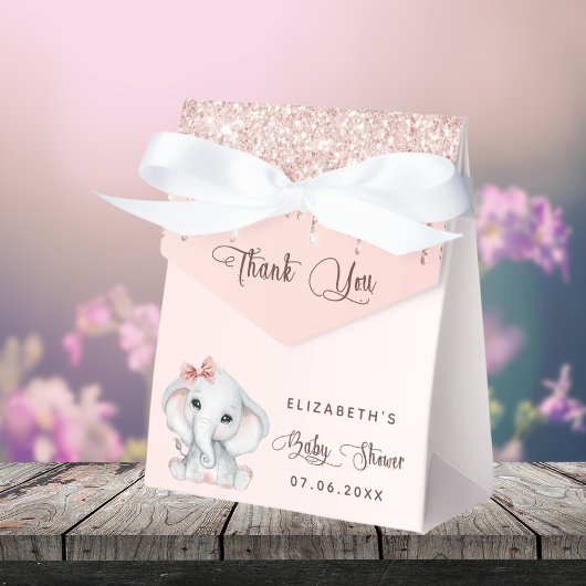 Babydusche Elefantenblüte Rose Glitzer Vielen Dank Geschenkschachtel