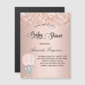 Babydusche Elefantenmädchen Heißluftballon Luxus Magneteinladung (Vorne/Hinten)