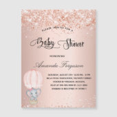 Babydusche Elefantenmädchen Heißluftballon Luxus Magneteinladung (Vorderseite)