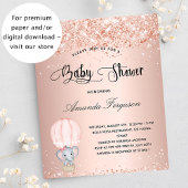 Babydusche Elefantenmädchen Rose Einladung