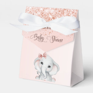 Babydusche Elefantenmädchen Rose Gold Glitzer Geschenkschachtel