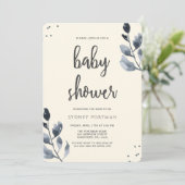 Babydusche Elegant Botanisch mit Confetti Einladung (Stehend Vorderseite)
