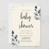 Babydusche Elegant Botanisch mit Confetti Einladung (Vorderseite)