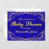Babydusche Elegant Regal Golden Typografie Ankündigungspostkarte (Vorne/Hinten)