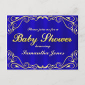 Babydusche Elegant Regal Golden Typografie Ankündigungspostkarte (Vorderseite)