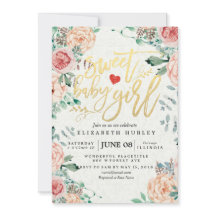 Babydusche Elegante Aquarell Blütenschrift Gold Sc