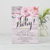 Babydusche Elegante Aquarellfarben Rustikales Holz Einladung (Stehend Vorderseite)