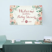 Babydusche Elegante Chic Pink Aquarellblume Banner (Messeveranstaltung)