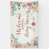 Babydusche Elegante Chic Pink Aquarellblume Banner (Vertikal)