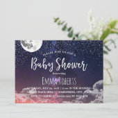 Babydusche Eleganter Mond & Stars Night #2 Einladung (Stehend Vorderseite)