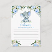 Babydusche Elephant Blue Floral Advice Begleitkarte (Vorderseite)