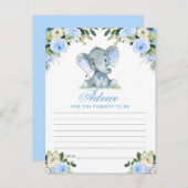 Babydusche Elephant Blue Floral Advice Card Postkarte (Vorne/Hinten)