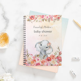 Babydusche Elephant Boho Chic Floral Watercolor Notizblock