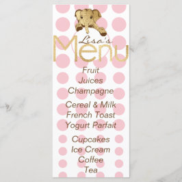 Babydusche Elephant Gold Pink Menükarte