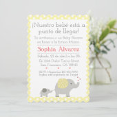 Babydusche Elephant/Invitación Elefantes Einladung (Stehend Vorderseite)