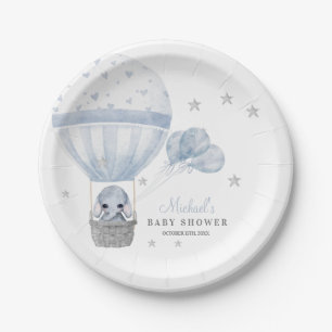 Babydusche Elephant mit Air Hot Balloon Pappteller
