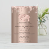 Babydusche Elephant Rose Gold Tropfen Boy Girl Einladung (Stehend Vorderseite)
