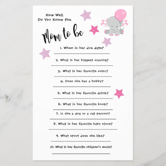 Babydusche Elephant Wie gut Sie wissen, Karte (Vorne)