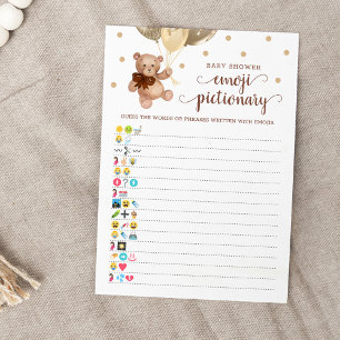 Babydusche Emoji Pictionary Game Teddy Bear Card Einladung