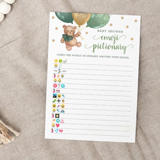 Babydusche Emoji Pictionary Game Teddy Bear Card Einladung