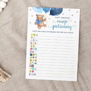 Babydusche Emoji Pictionary Game Teddy Bear Card Einladung
