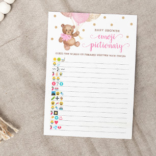 Babydusche Emoji Pictionary Game Teddy Bear Card Einladung