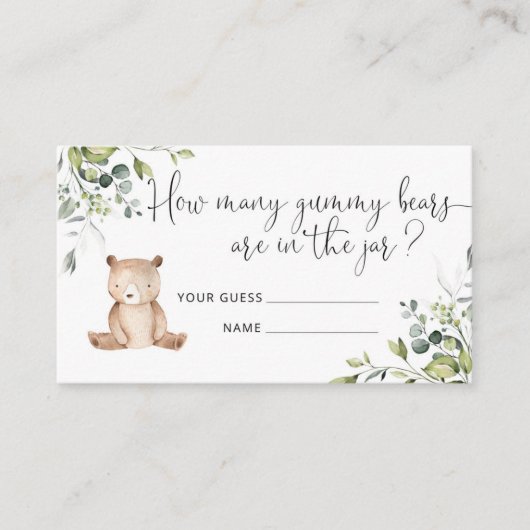 Babydusche erraten, wie viele Gummibären Schließfä Begleitkarte (Vorderseite)