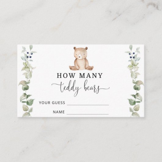 Babydusche erraten, wie viele Teddybären Begleitkarte (Vorderseite)