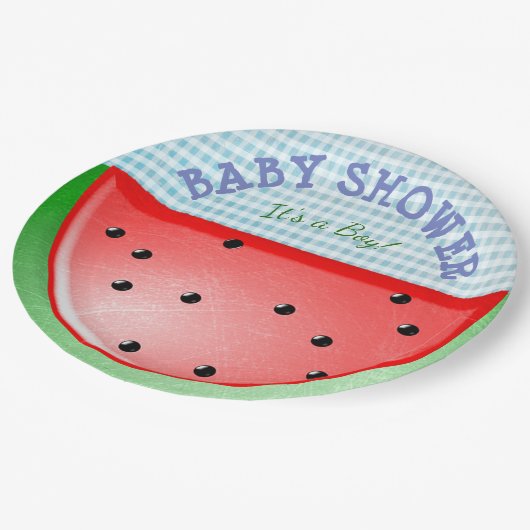 Babydusche Es a Boy Watermelon Teller (Schrägansicht)