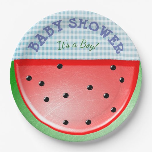 Babydusche Es a Boy Watermelon Teller (Vorderseite)