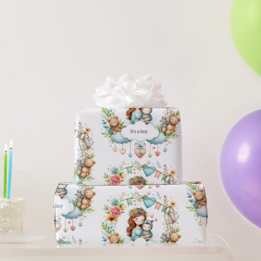 Babydusche Es ist ein blaues Faltpapier für Jungen Geschenkpapier (Partygeschenke)