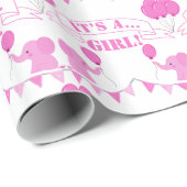 Babydusche Es ist ein Girl-Pink-Elefant Geschenkpapier (Rolleneckpunkt)