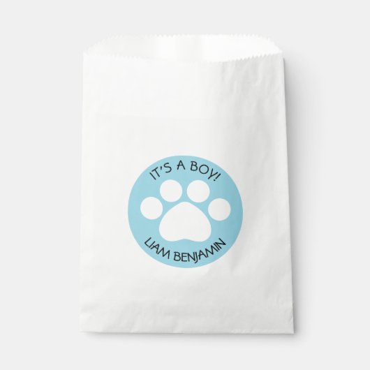 Babydusche - Es ist ein Junge - Print-Thema Paw Geschenktütchen (Vorderseite)