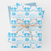 Babydusche Es ist ein junger blauer Elefant Geschenkpapier Set (Beispiel)