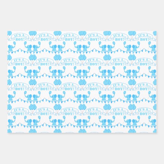 Babydusche Es ist ein junger blauer Elefant Geschenkpapier Set (Vorderseite)