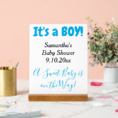 Babydusche Es ist ein junger blauer Name Acrylschild (Hochzeit)