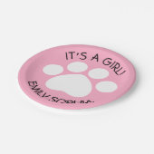 Babydusche - Es ist ein Mädchen - Print-Thema Paw Pappteller (Schrägansicht)