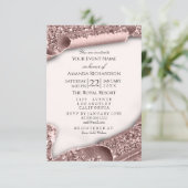 Babydusche Es ist ein Rose-Feet für Glitzer Einladung (Stehend Vorderseite)