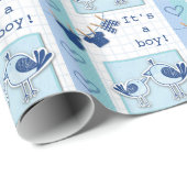 Babydusche Es ist eine junge Blauvögel Geschenkpapier (Rolleneckpunkt)