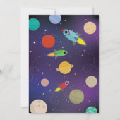 Babydusche Es ist eine Junge-Galaxy-Party-Rakete Einladung (Rückseite)