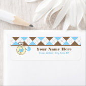 Babydusche-Etikett - Blaue Windeln Rosa und Raute (Insitu)