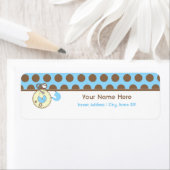 Babydusche-Etikett - Blue Diaper Pink & Polka Dots (Insitu)