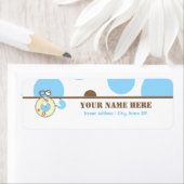 Babydusche-Etikett - Blue Diaper Pink & Polka Dots (Insitu)