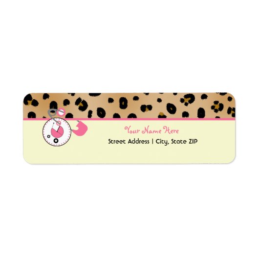 Babydusche-Etikett - Leopard Print & Diaper-Button (Vorne)