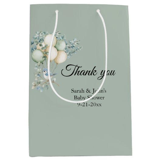 Babydusche Eucalyptus Favor Mittlere Geschenktüte (Vorderseite)