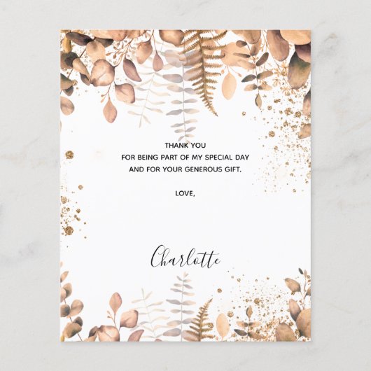 Babydusche eucalyptus Glitzer Budget Vielen Dank Flyer (Hinten)