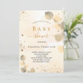 Babydusche eucalyptus Glitzer Goldfall Einladung (Stehend Vorderseite)