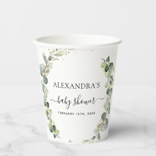 Babydusche Eucalyptus Greenery Boho Paper Cups Pappbecher