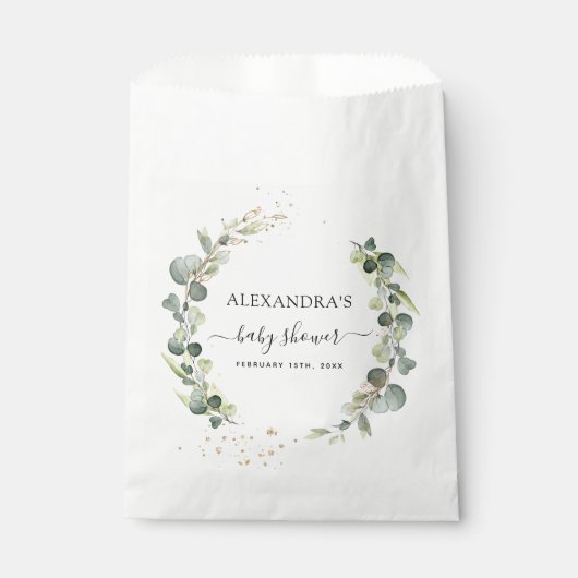 Babydusche Eucalyptus Greenery Boho Rustic Geschenktütchen (Vorderseite)